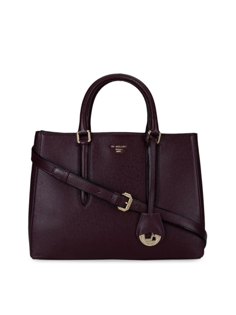 

Da Milano Burgundy Leather Structured Handheld Bag with Tasselled