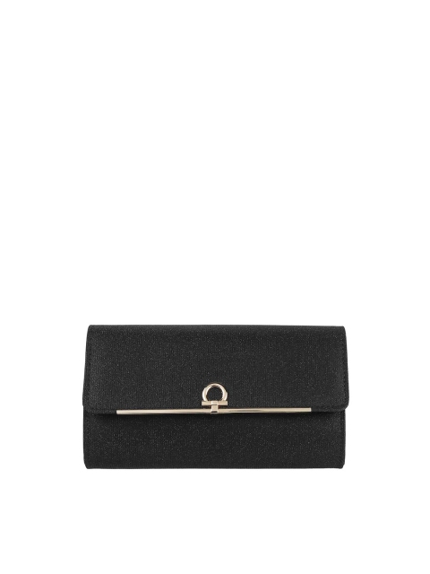 

Metro Women Black Textured Envelope Clutch