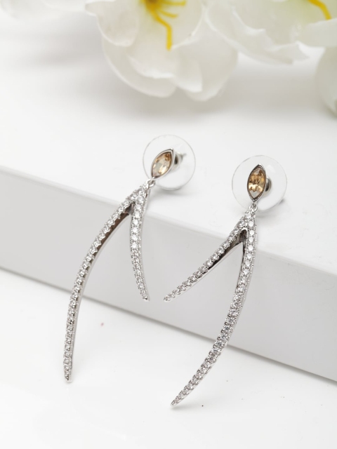 AVANT-GARDE PARIS Women Champagne Crystallized Swarovski Arc Drop Earrings