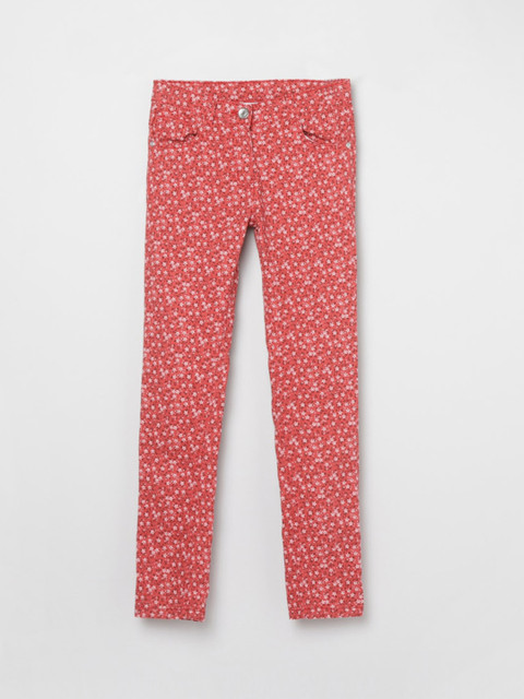 

max Girls Red Floral Printed Regular Trousers