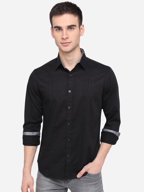 

Greenfibre Men Black Slim Fit Cotton Casual Shirt
