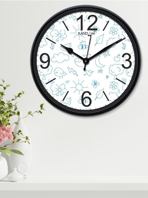 

RANDOM White & Blue Printed Contemporary Wall Clock