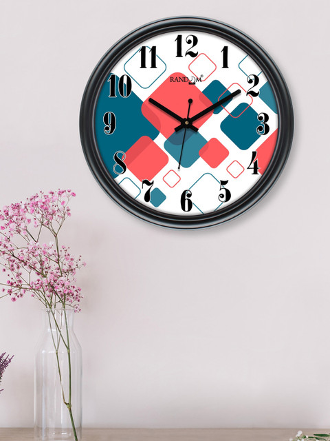 

RANDOM White & Coral Printed Contemporary Wall Clock