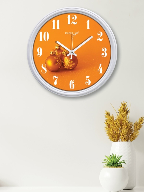 

RANDOM White & Orange Printed Contemporary 30.48 cm Wall Clock