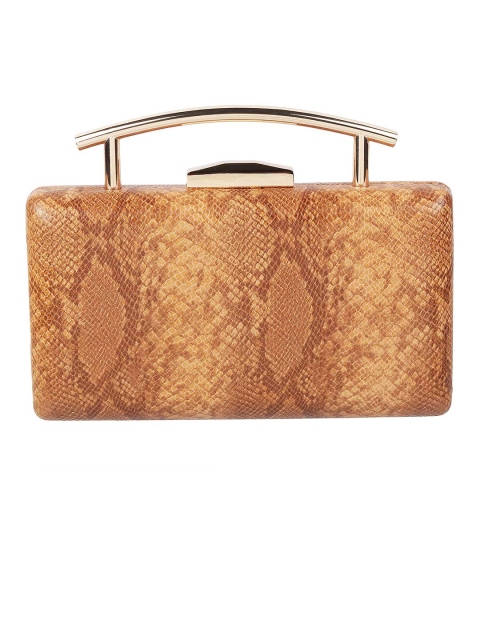 

Metro Brown Snake-Skin Textured Box Clutch