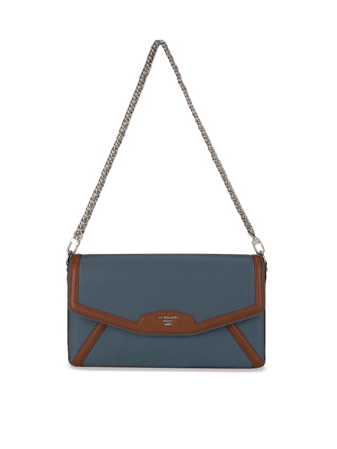 

Da Milano Blue Solid Leather Structured Sling Bag