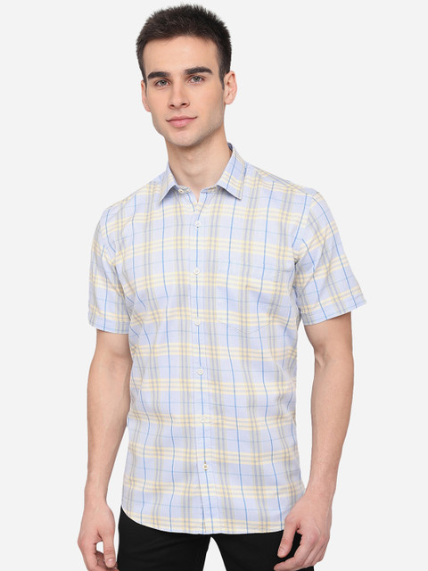 

Greenfibre Men Blue Slim Fit Checked Casual Shirt