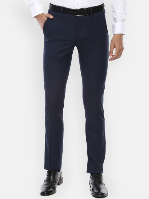 

Louis Philippe Men Navy Blue Slim Fit Formal Trousers