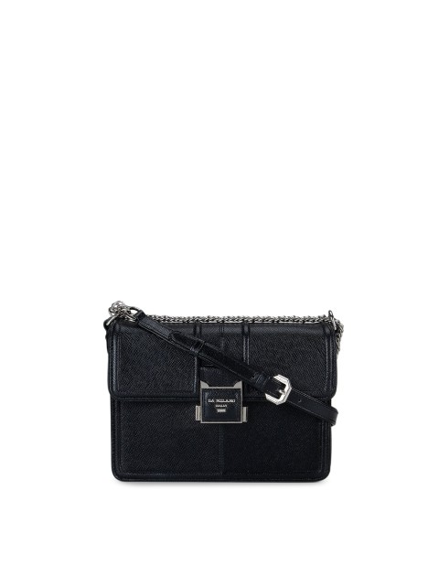 

Da Milano Black Textured Leather Structured Sling Bag