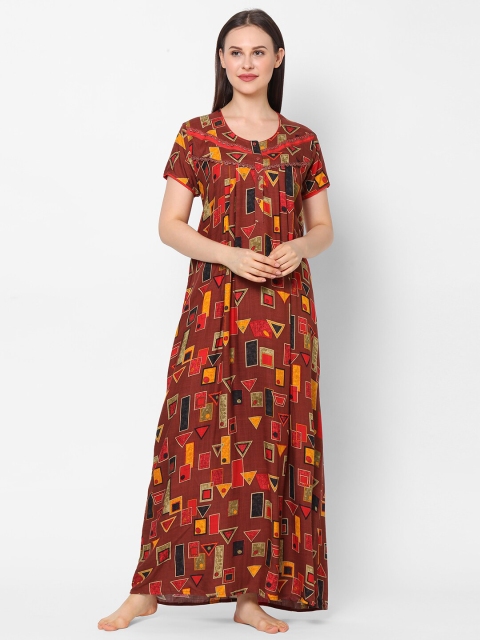 

Sweet Dreams Brown Printed Maxi Nightdress