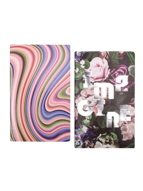 

Doodle Green & Purple Printed Creative Swirls Notebooks Set of 2, Black