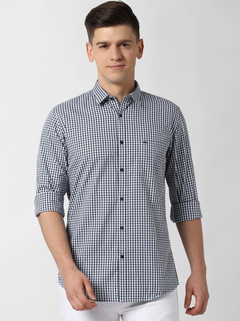 

Peter England Casuals Men Grey & White Micro Checks Checked Cotton Casual Shirt