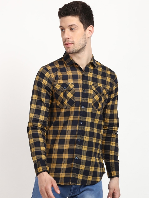 

V2 Value & Variety Men Mustard Checked Casual Shirt