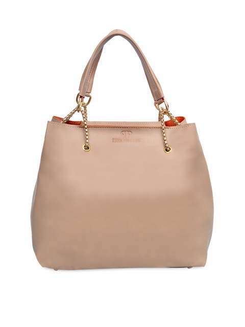 

Pink Potato Beige Leather Structured Handheld Bag