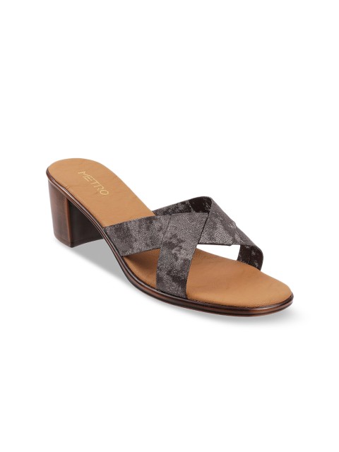 

Metro Grey Embellished Block Sandals