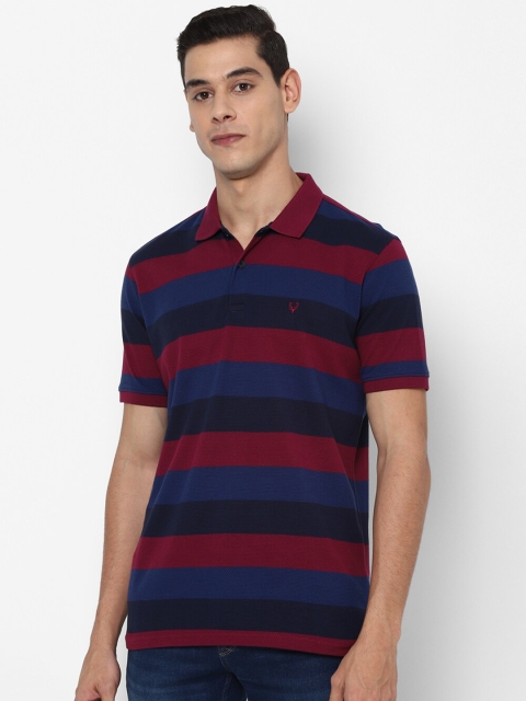 

Allen Solly Men Maroon Striped Polo Collar T-shirt