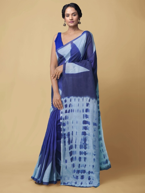 

Unnati Silks Blue & White Art Silk Saree