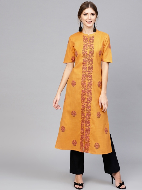 Libas Women Yellow Ethnic Motifs Printed Kurta
