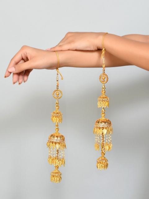 

Silvermerc Designs Set Of 2 Bridal Gold-Plated White Pearl Beaded Kaleeras