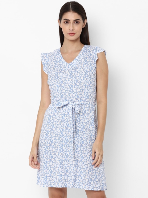 

Allen Solly Woman Blue Floral Printed A-Line Dress
