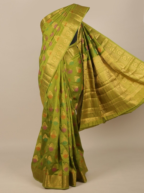 

Pothys Green & Gold-Toned Woven Design Zari Jute Silk Saree