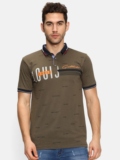 

V2 Value & Variety Men Green Typography Printed Polo Collar Cotton T-shirt