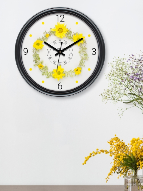 

RANDOM Yellow & White Printed Contemporary Wall Clock