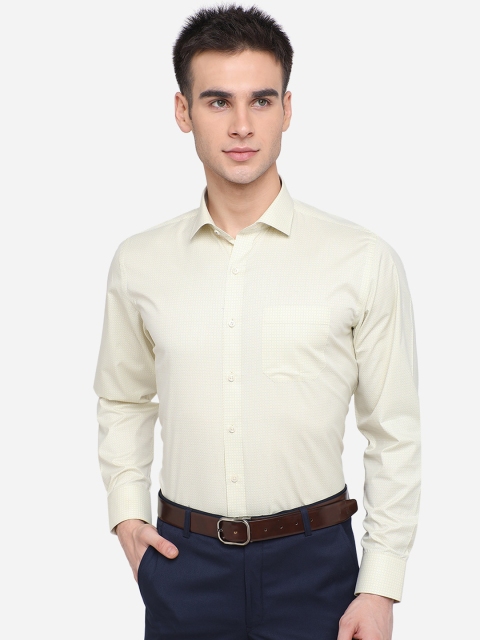 

Greenfibre Men Yellow Checked Pure Cotton Formal Shirt