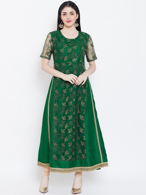 

studio rasa Women Green Embellished Thread Work Kurta
