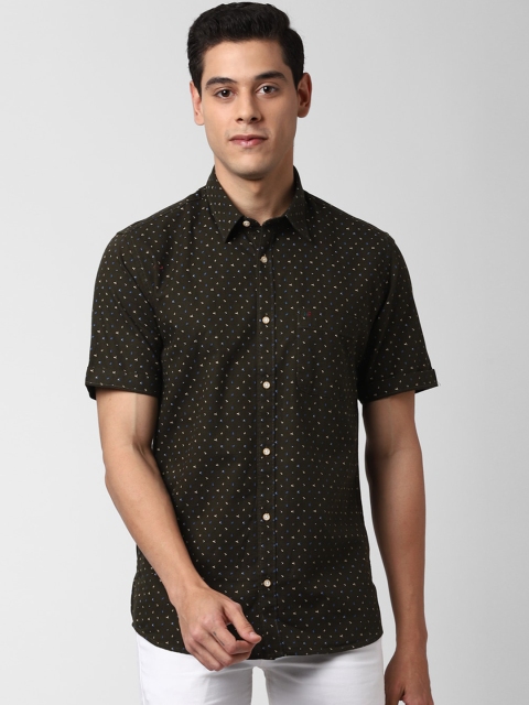 

Peter England Casuals Men Olive Slim Fit Printed Cotton Casual Shirt