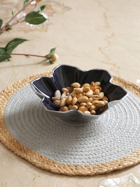 

Amoliconcepts Blue & Silver-Toned Solid Flower Shape Serving Bowl