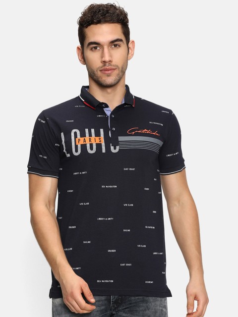 

V2 Value & Variety Men Navy Blue Printed Polo Collar T-shirt