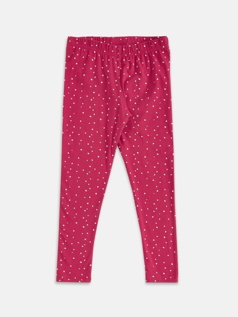 

Pantaloons Junior Girls Fuchsia Pink & White Printed Ankle-Length Leggings