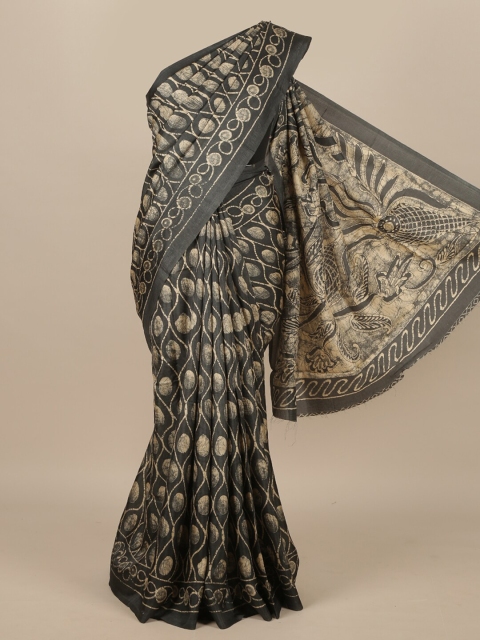

Pothys Green Floral Jute Silk Saree