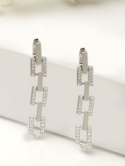 

AVANT-GARDE PARIS White Antique Geometric Crystals Drop Earrings