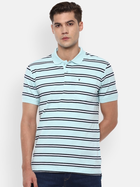 

Van Heusen Sport Men Blue Striped Polo Collar Cotton T-shirt