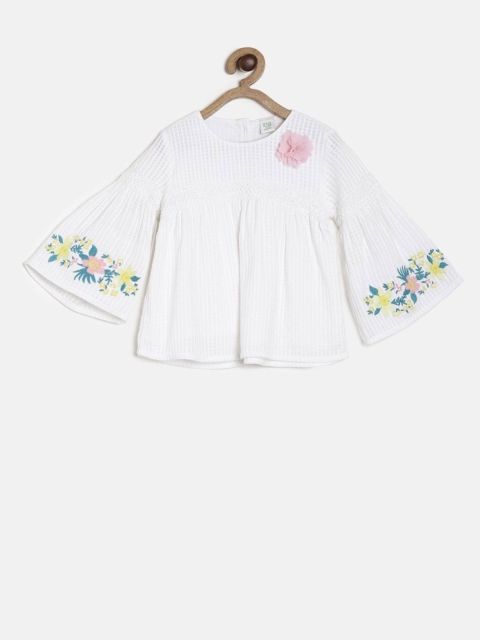 

MINI KLUB White Cotton Bell Sleeve A-Line Top