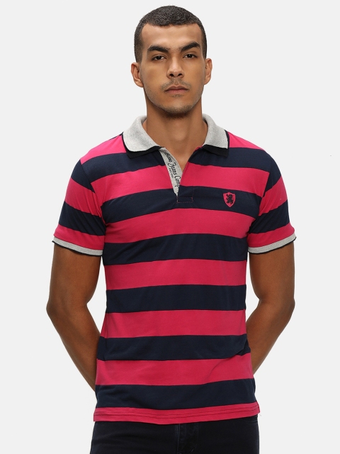 

V2 Value & Variety Men Pink Striped Polo Collar T-shirt