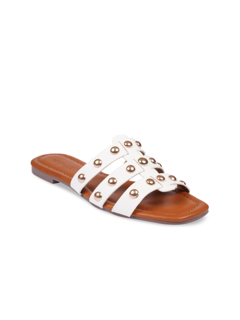 

HEATWAVE Women White Embellished Open Toe Flats