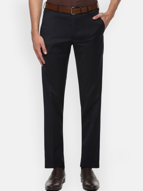 

Van Heusen Men Navy Blue Textured Formal Trousers