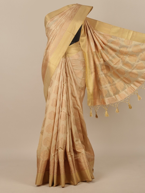 

Pothys Cream & Gold-Toned Woven Design Jute Silk Saree
