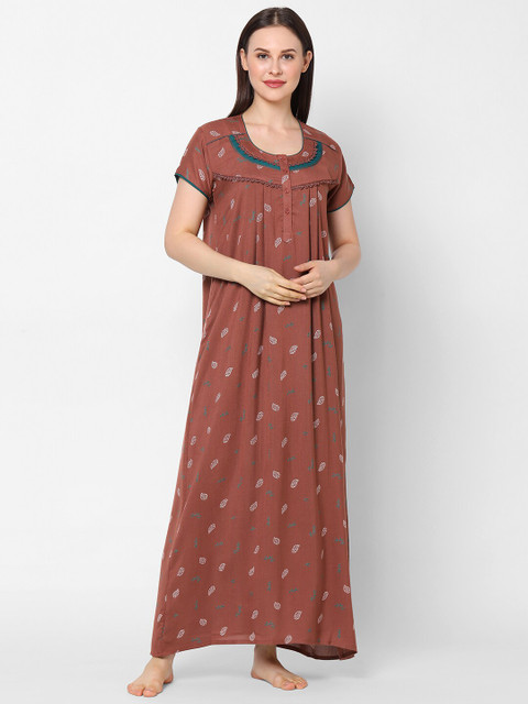 

Sweet Dreams Brown Printed Maxi Nightdress