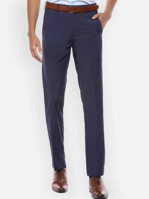 

Van Heusen Men Navy Blue Slim Fit Formal Trousers