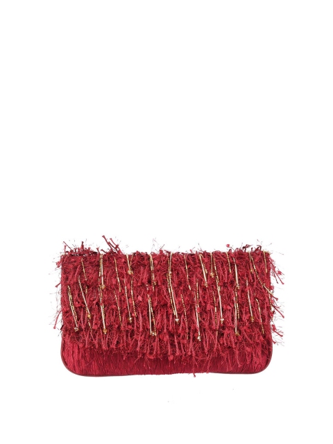 

Metro Maroon & Gold-Toned Embellished Envelope Clutch