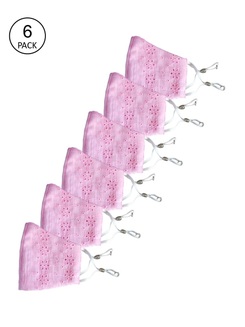

Bellofox Unisex Pack of 6 Pink Solid 3-Ply Reusable Pure Cotton Protective Outdoor Masks