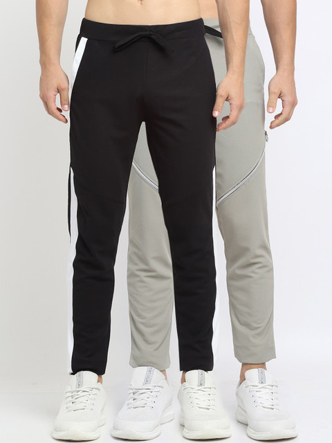 

NEUDIS Men Pack Of 2 Solid Slim-Fit Track Pants, Black