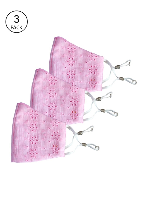 

Bellofox Unisex Pack of 3 Pink Solid 3-Ply Reusable Pure Cotton Protective Outdoor Masks