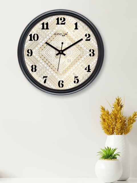 

RANDOM Gold & White Printed Contemporary Wall Clock