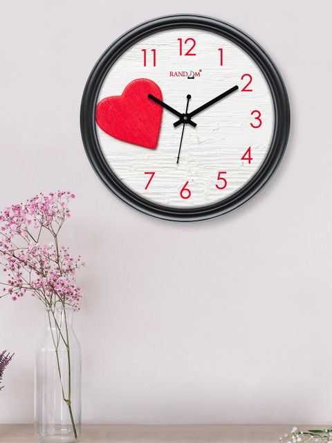 

RANDOM White & Red Printed Contemporary Wall Clock