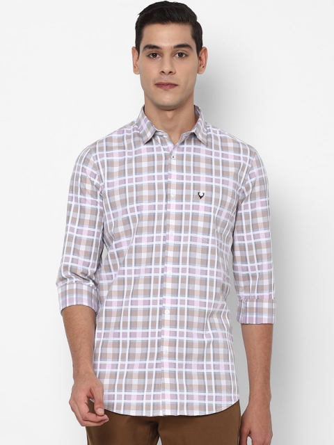 

Allen Solly Men Beige Slim Fit Tartan Checks Checked Casual Shirt